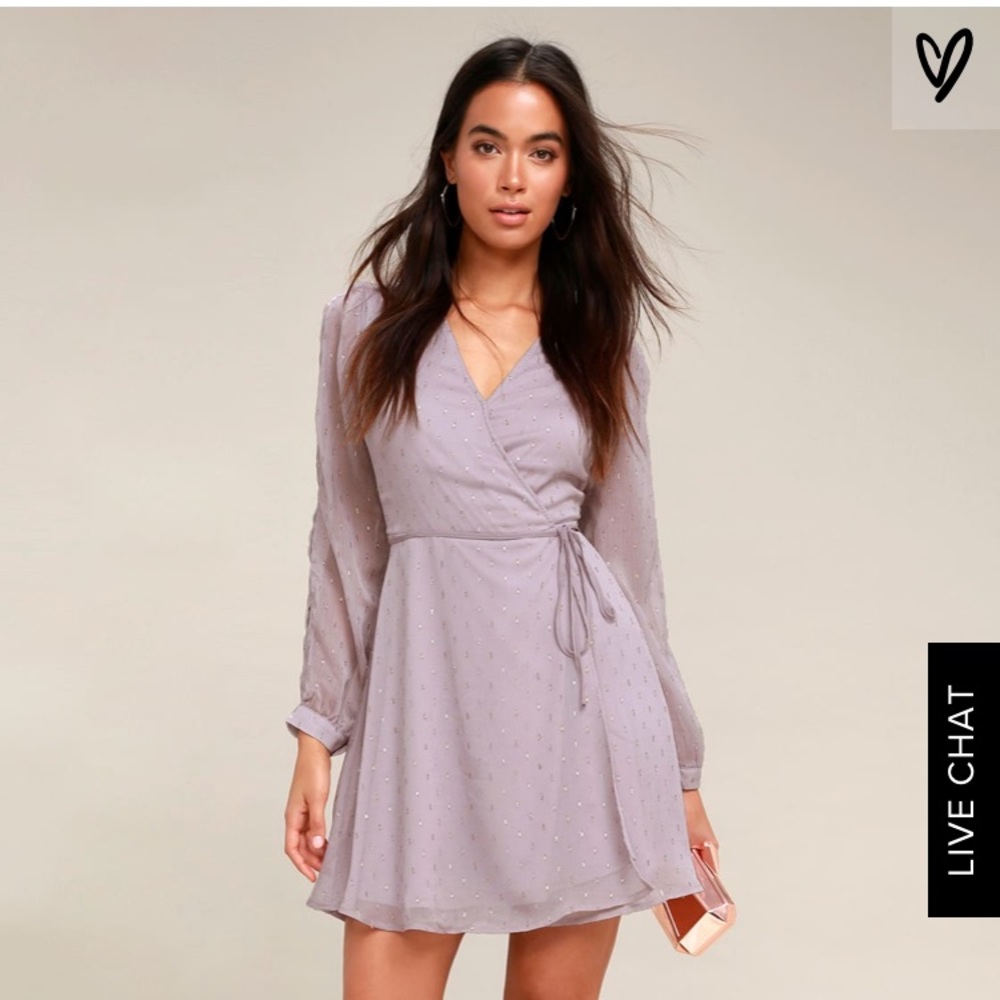 NWOT Wrap Dress in Pink with Metallic Details
